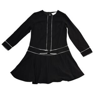 NEW Pomander Place Tuckernuck Isabel Bow Dress Black White Scallop Trim XS